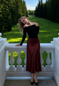 Fitted Solid Silk Mermaid Skirt