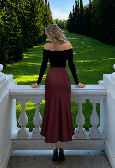 Fitted Solid Silk Mermaid Skirt