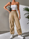 Flap Pocket Side Drawstring Hem Cargo Pants