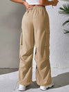 Flap Pocket Side Drawstring Hem Cargo Pants