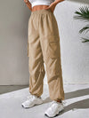 Flap Pocket Side Drawstring Hem Cargo Pants