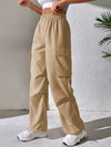 Flap Pocket Side Drawstring Hem Cargo Pants