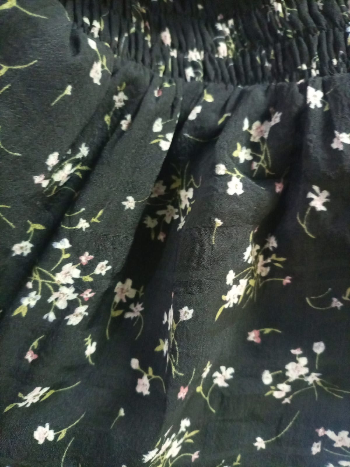 Floral Print Flounce Sleeve Shirred Chiffon Blouse( clearance sale