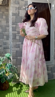 Parien Luxury Chiffon Floral Maxi Dress