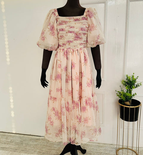 Parien Luxury Chiffon Floral Maxi Dress