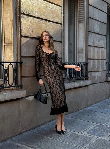 French Fishtail Hem Lace Dress