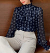 Floral Frill Trim Mock Neck Blouse(Clearance Sale)