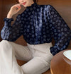 Floral Frill Trim Mock Neck Blouse(Clearance Sale)