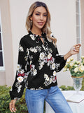 Frilled Tie Neck Floral Top (CLEARANCE SALE