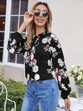 Frilled Tie Neck Floral Top (CLEARANCE SALE