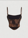 Gathered Front Vintage Print Tank Top