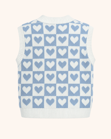 Heart Pattern V-Neck Knitted Vest