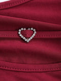 Heart Rhinestone Embellished Long Sleeve Tops