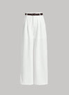 High Waist Plicated Straight Leg Belted Dress Pants