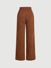 High Waist Plicated Detail Corduroy Wide Leg Pants