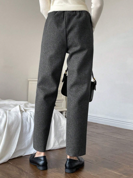 Wool High Waist Seam Detail Pants