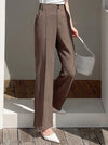 High Waist Slant Pocket Straight Leg Pant