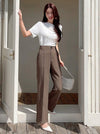 High Waist Slant Pocket Straight Leg Pant