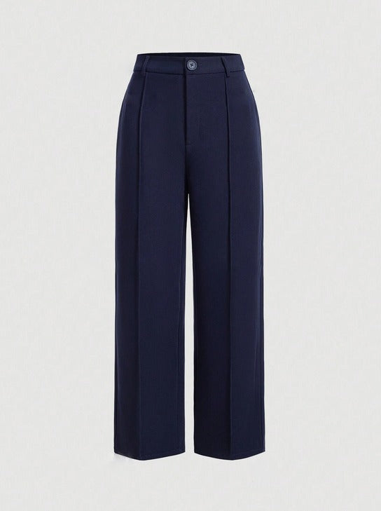 Navy Blue Straight Leg Pants