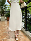 Dusty Off White High Waist Solid A-line Skirt