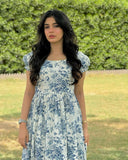 Parien Floral Scoop Neck short Sleeve Dress( pre order )