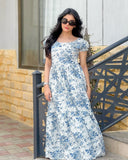 Parien Floral Scoop Neck short Sleeve Dress( pre order )