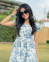 Parien Floral Scoop Neck short Sleeve Dress( pre order