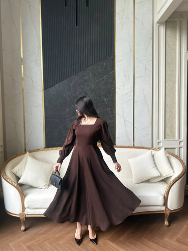 Parien Square Neck Fit & Flare Midi Dress