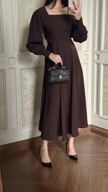 Parien Square Neck Fit & Flare Midi Dress