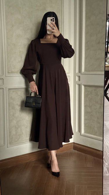 Parien Square Neck Fit & Flare Midi Dress