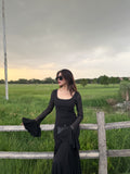 Parien Luxe Ruffle Sleeve Black Dress