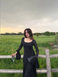 Parien Luxe Ruffle Sleeve Black Dress