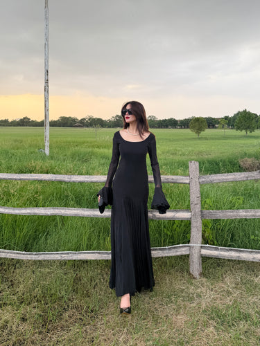Parien Luxe Ruffle Sleeve Black Dress( Clearance sale)