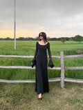 Parien Luxe Ruffle Sleeve Black Dress
