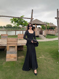 Parien Luxe Ruffle Sleeve Black Dress