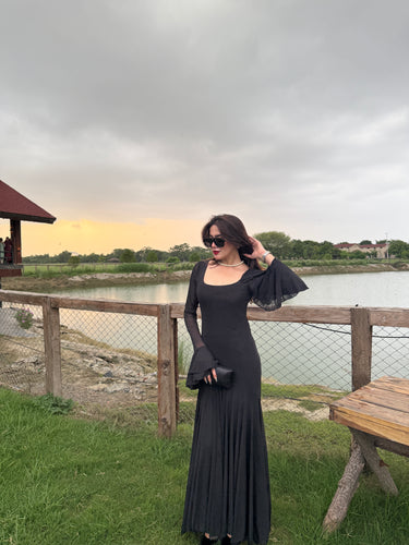 Parien Luxe Ruffle Sleeve Black Dress( Clearance sale)
