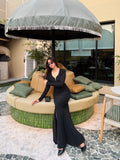 Sweetheart Neck Fishtail Hem Glitter Dress