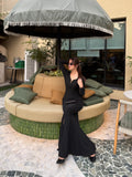 Sweetheart Neck Fishtail Hem Glitter Dress