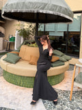 Sweetheart Neck Fishtail Hem Glitter Dress