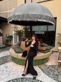 Sweetheart Neck Fishtail Hem Glitter Dress