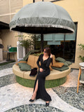 Sweetheart Neck Fishtail Hem Glitter Dress
