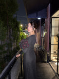 Sweetheart Neck Fishtail Hem Glitter Dress