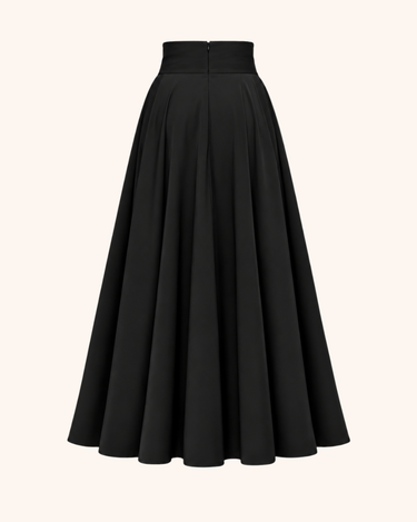 Knot Front Zip Back Flare Skirt