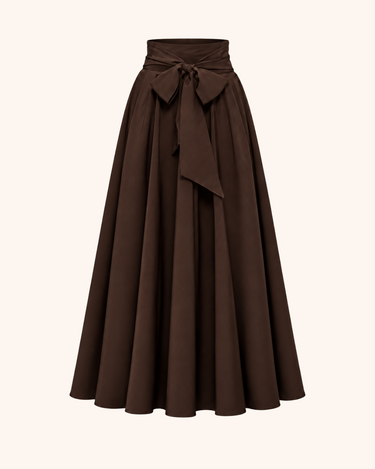 Knot Front Zip Back Flare Skirt