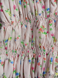 Lace Trim Ruffle Foldover Shirred Ditsy Floral Top