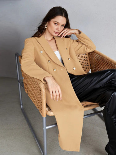 Light Camel Button Front Flap Pocket Overcoat(CLEARANCE SALE)
