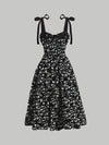 MOD Black Floral Print Tie Shoulder Cami Dress