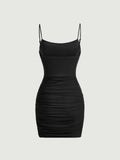 MOD Ruched Mesh Cami Bodycon Dress