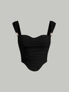 MOD Solid Ruched Wide Strap Top( pre -order