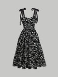 MOD Black Floral Print Tie Shoulder Cami Dress